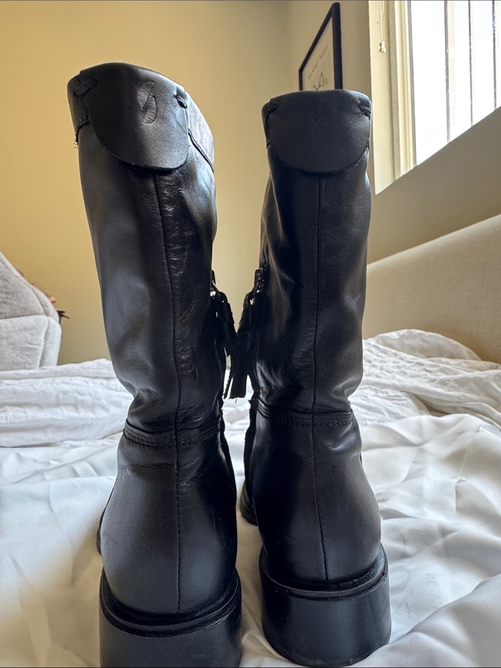 Franco Sarto Black Leather Mid-Calf Boots - Picture 4 of 9